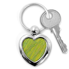 Green And Yellow Van Gogh Pattern Key Chains (heart) 