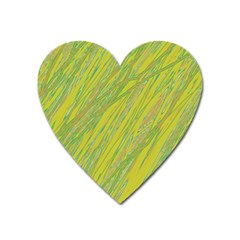 Green And Yellow Van Gogh Pattern Heart Magnet by Valentinaart