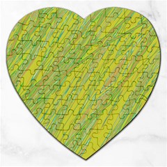 Green And Yellow Van Gogh Pattern Jigsaw Puzzle (heart)