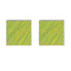 Green And Yellow Van Gogh Pattern Cufflinks (square) by Valentinaart