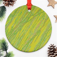 Green And Yellow Van Gogh Pattern Round Ornament (two Sides) 