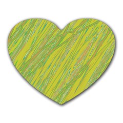 Green And Yellow Van Gogh Pattern Heart Mousepads