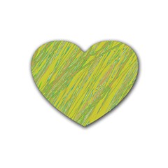 Green And Yellow Van Gogh Pattern Rubber Coaster (heart) 