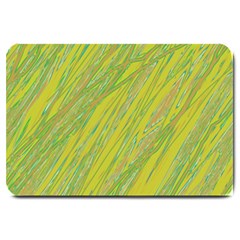 Green And Yellow Van Gogh Pattern Large Doormat  by Valentinaart