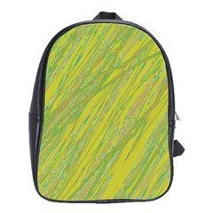 Green And Yellow Van Gogh Pattern School Bags(large)  by Valentinaart