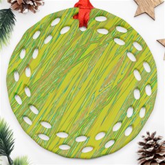 Green And Yellow Van Gogh Pattern Ornament (round Filigree) 