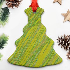 Green And Yellow Van Gogh Pattern Ornament (christmas Tree) by Valentinaart