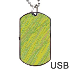 Green And Yellow Van Gogh Pattern Dog Tag Usb Flash (two Sides)  by Valentinaart