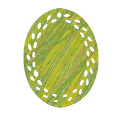 Green And Yellow Van Gogh Pattern Oval Filigree Ornament (2-side) 