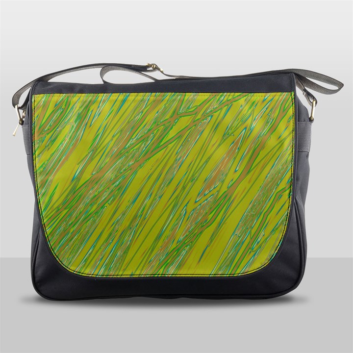 Green and yellow Van Gogh pattern Messenger Bags