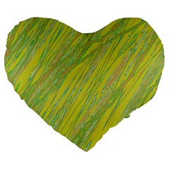 Green And Yellow Van Gogh Pattern Large 19  Premium Heart Shape Cushions by Valentinaart