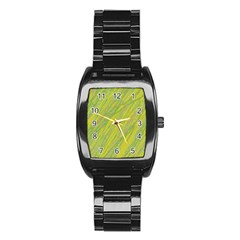 Green And Yellow Van Gogh Pattern Stainless Steel Barrel Watch by Valentinaart