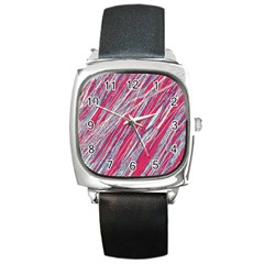 Purple Decorative Pattern Square Metal Watch by Valentinaart