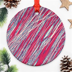 Purple Decorative Pattern Round Ornament (two Sides) 