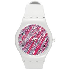 Purple Decorative Pattern Round Plastic Sport Watch (m)