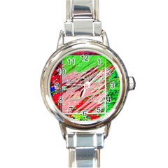 Colorful Pattern Round Italian Charm Watch