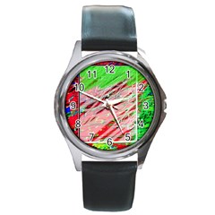 Colorful Pattern Round Metal Watch