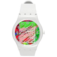 Colorful Pattern Round Plastic Sport Watch (m) by Valentinaart