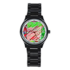 Colorful Pattern Stainless Steel Round Watch by Valentinaart