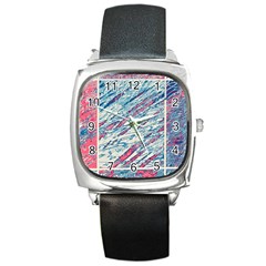 Colorful Pattern Square Metal Watch