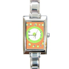 Green And Orange Design Rectangle Italian Charm Watch by Valentinaart