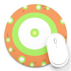 Green And Orange Design Round Mousepads by Valentinaart