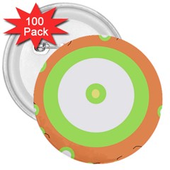 Green And Orange Design 3  Buttons (100 Pack) 