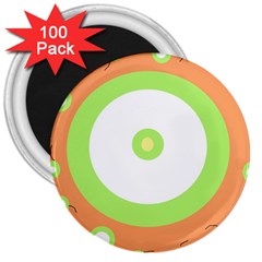 Green And Orange Design 3  Magnets (100 Pack)