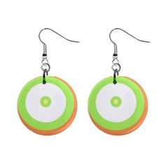 Green And Orange Design Mini Button Earrings