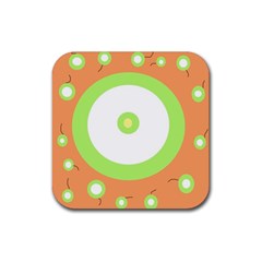 Green And Orange Design Rubber Coaster (square) 