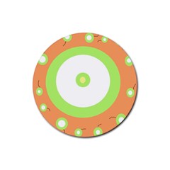 Green And Orange Design Rubber Coaster (round) 