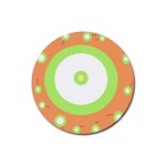 Green and orange design Rubber Round Coaster (4 pack)  Front