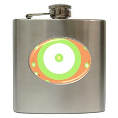 Green And Orange Design Hip Flask (6 Oz)