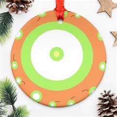 Green And Orange Design Round Ornament (two Sides) 