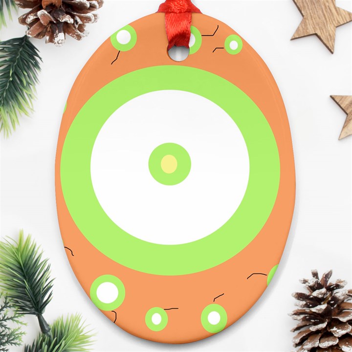 Green and orange design Oval Ornament (Two Sides)