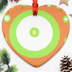 Green And Orange Design Heart Ornament (2 Sides)