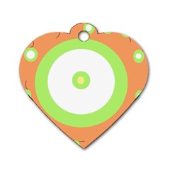 Green And Orange Design Dog Tag Heart (two Sides)