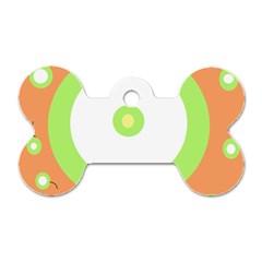 Green And Orange Design Dog Tag Bone (one Side)