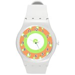 Green and orange design Round Plastic Sport Watch (M) Front