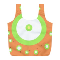 Green And Orange Design Full Print Recycle Bags (l) 