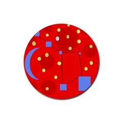 Red Sky Rubber Coaster (round)  by Valentinaart