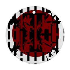 Red, black and white decorative abstraction Ornament (Round) 