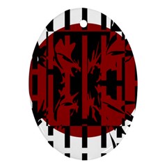 Red, black and white decorative abstraction Ornament (Oval) 