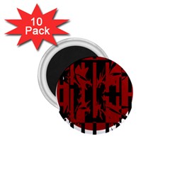 Red, black and white decorative abstraction 1.75  Magnets (10 pack) 