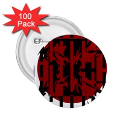 Red, black and white decorative abstraction 2.25  Buttons (100 pack) 