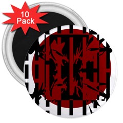 Red, black and white decorative abstraction 3  Magnets (10 pack) 