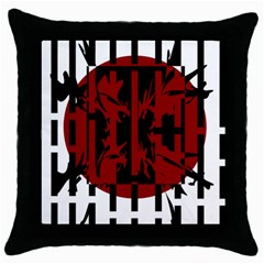 Red, black and white decorative abstraction Throw Pillow Case (Black)