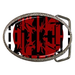 Red, black and white decorative abstraction Belt Buckles