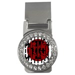 Red, black and white decorative abstraction Money Clips (CZ)  Front