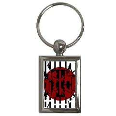 Red, black and white decorative abstraction Key Chains (Rectangle) 